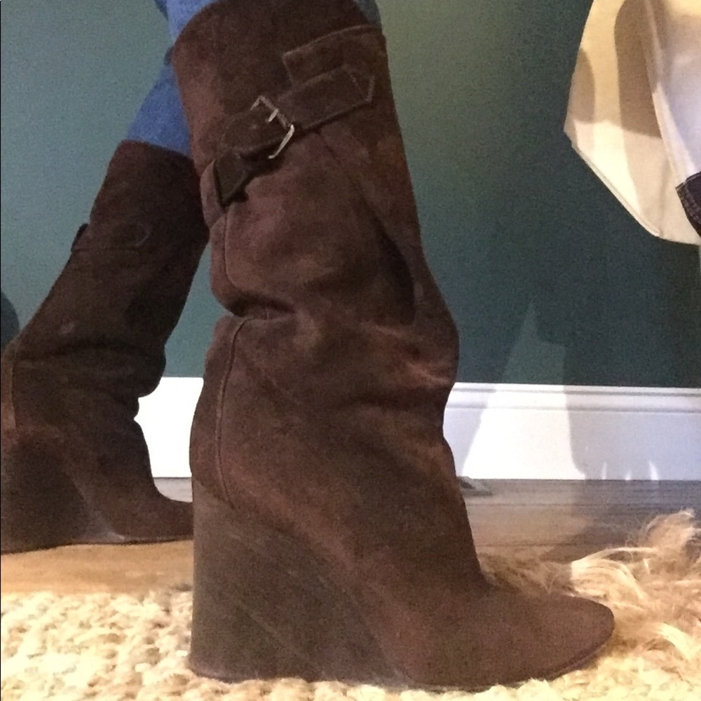 Balenciaga chocolate suede mid-rise platform boot